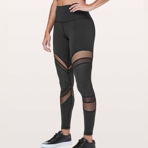 Lululemon Seek the Heat Black Mesh Leggings